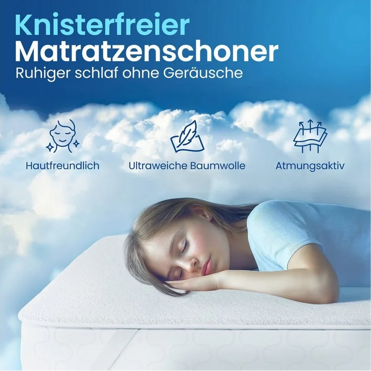 Matratzenschoner wasserdicht, atmungsaktiv & geräuscharm – mit Eckgummis bis 35 cm leevitex®, waschbar bei 60°C und trocknergeeignet – Bild 4