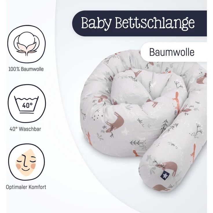 Julius Zöllner Bettschlange aus Baumwolle, Standard 100 by Oeko-Tex, Made in Germany, Gr. 180 cm, Woodlife – Bild 2