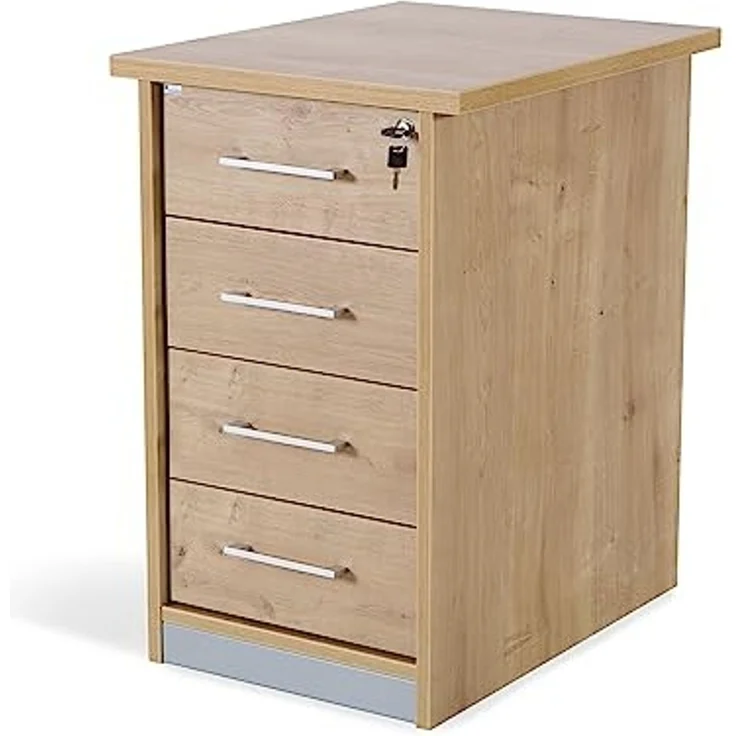 Rocada | Büroschrank | 47 x 60 x 72 cm | Kommode aus Holz mit Schloss | Beistellschrank für Büro mit 4 Schubladen | Eiche – Bild 1