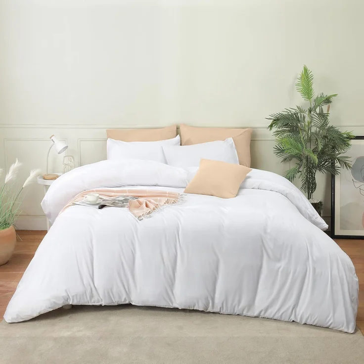 Utopia Bedding Bettbezug-Set mit Kissenbezügen – 3-teiliges Bettwäsche-Set mit Reißverschluss – 1 Bettbezug mit 2 Kissenbezügen – weich gebürstete Mikrofaser (Queensize, Weiß) – Bild 8