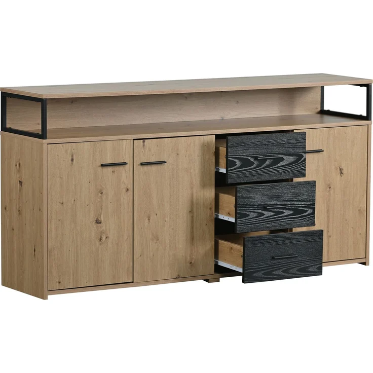 ZUBALIYA Küchenschrank 150x35x75,9 cm, aus Spanplatte, Schwarzbraun – Bild 12