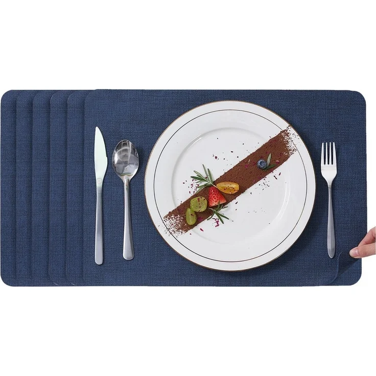 Simurq Platzset Abwaschbar - Beidseitig Nutzbare und Rutschfeste Tischsets, (Platzdeckchen Tischuntersetzer, 6-St, Set mit 4 oder 6 Tischsets), Tischdeko für Esszimmer und Küche – Bild 1