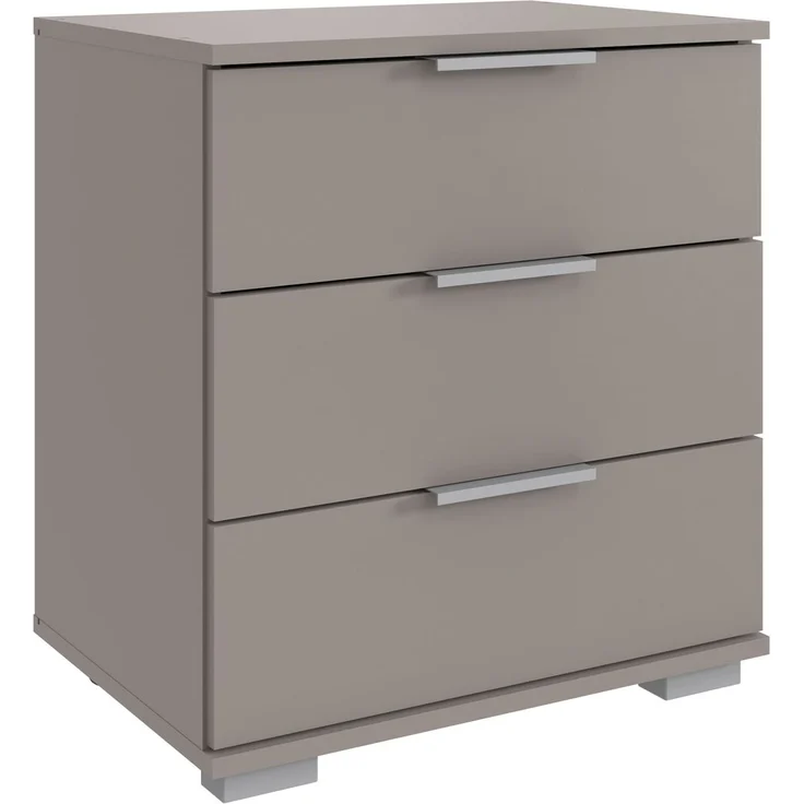 Nachtkommode >Easy Plus< 3 Schubladen, in SAHARAGRAU - 52x58x38cm (BxHxT)