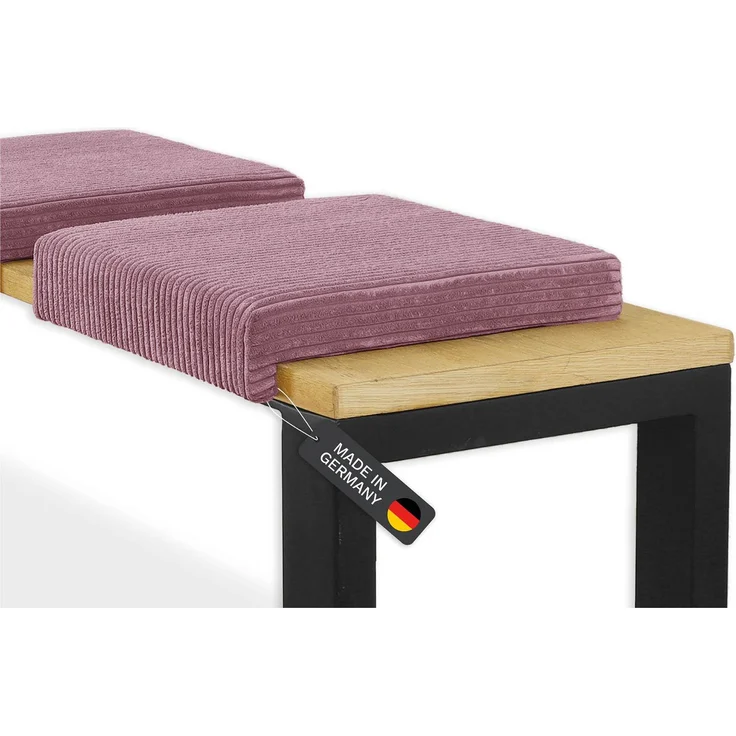 Lycce Bankauflage Klemmkissen mit Leiste - Cord, Polsterung, rutschfest Altrosa 8x40x38cm – Bild 2