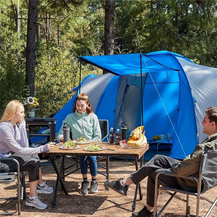 TIMBER RIDGE Campingtisch Klappbar Tisch, 100 kg Tragkraft & höhenverstellbar Ultraleichtes Alu (1-St), aus rostfreiem Aluminium, 109x71×69cm – Bild 2