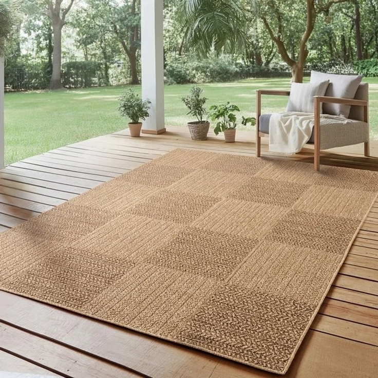 SIMPEX24 Outdoorteppich Boho Design, Läufer, Höhe: 5 mm, Outdoor Teppich Wetterfest Modern Wohnzimmer Küchen Terrasse Balkon – Bild 4