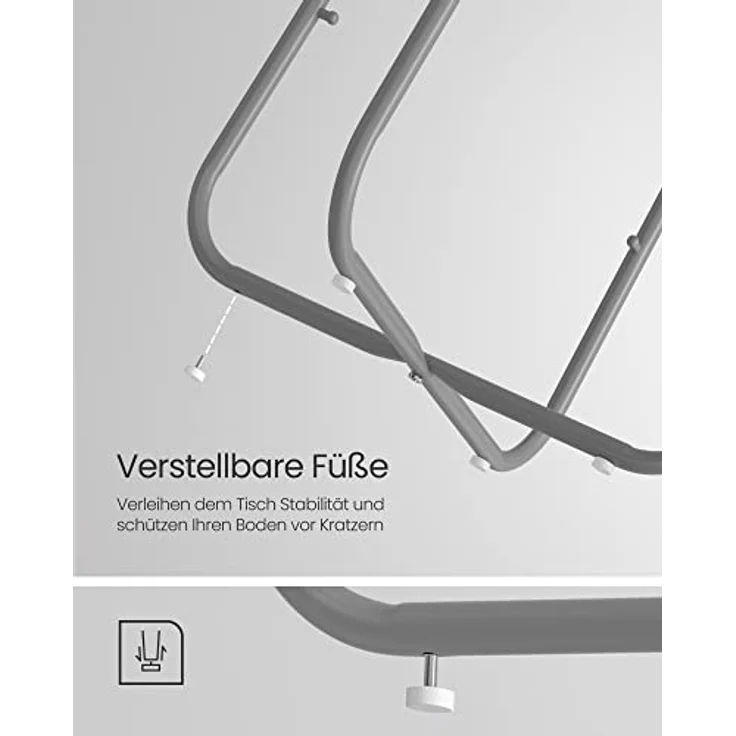 VASAGLE Beistelltisch rund, Kleiner Tisch, Couchtisch klein, Wohnzimmertisch, Korb aus Stoff, Stauraum für Wohnzimmer Schlafzimmer, Nachttisch modern, zementgrau-cremeweiß LET223G49 – Bild 6