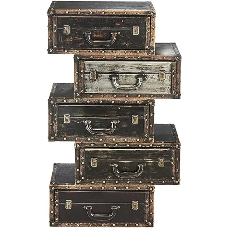 Kobolo Regal Kofferregal Kofferoptik braun 5 Fächer 60x31x102