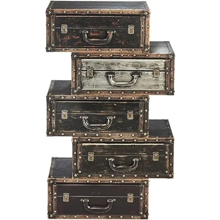 Kobolo Regal Kofferregal Kofferoptik braun 5 Fächer 60x31x102 – Bild 1