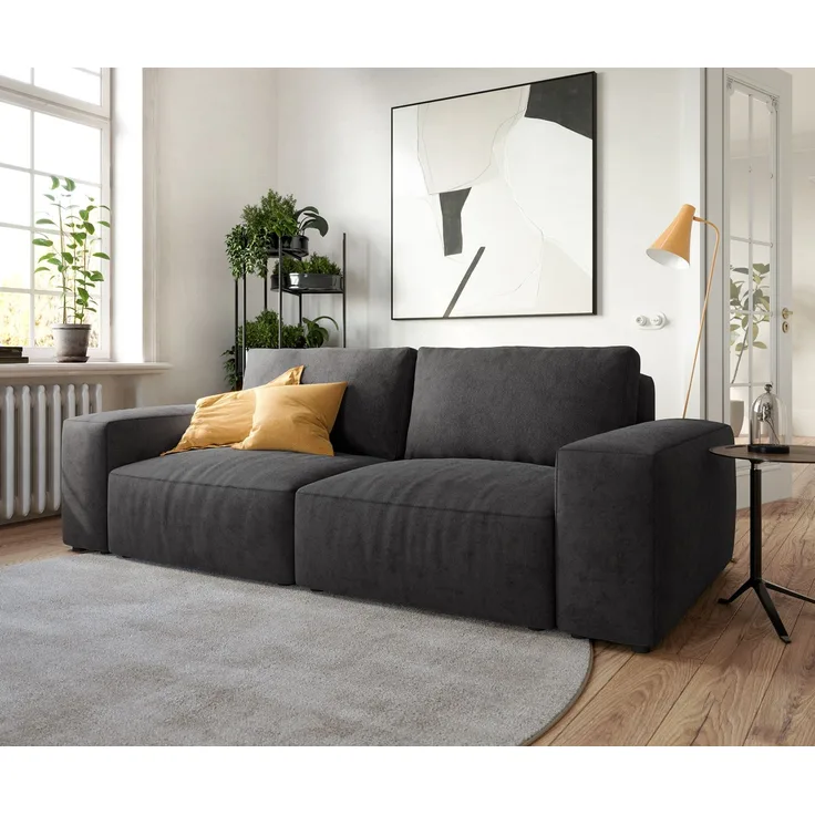 Big-Sofa Lanzo 230x95 cm Mikrofaser Schwarz
