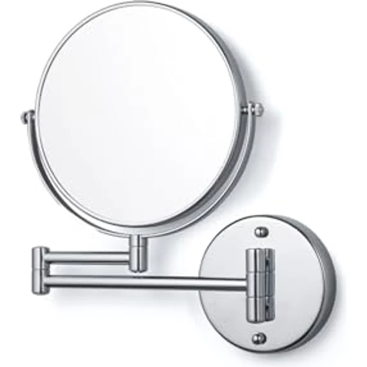 tesa Schminkspiegel schwenkbarer Kosmetikspiegel Visioon - selbstklebend und doppelseitig (Komplett-Set, 1-St, Inkl. Powerkit Montagezubehör - enthält Klebelösung und Adapter), 5-fache Vergrößerung - Wandmontage ohne Bohren - 30 x 48 cm - Silber – Bild 2