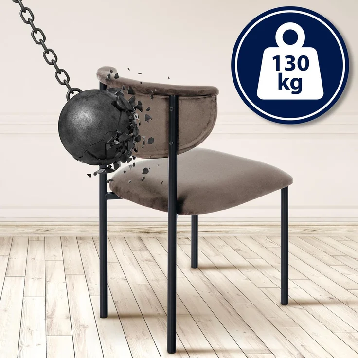 CLP Esszimmerstuhl Gambell mit Rückenlehne gepolsterter Samtbezug,braun – Bild 4