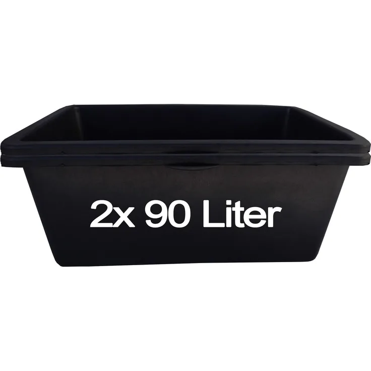 BURI Mörtelkasten Set 2 Stück (90L) - Robuste Mörtelkästen, Pflanzkübel, Maurerkasten für Baustelle, Garten & Heimwerkerprojekte, UV-beständig, stapelbar