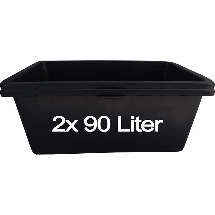 BURI Mörtelkasten Set 2 Stück (90L) - Robuste Mörtelkästen, Pflanzkübel, Maurerkasten für Baustelle, Garten & Heimwerkerprojekte, UV-beständig, stapelbar – Bild 1