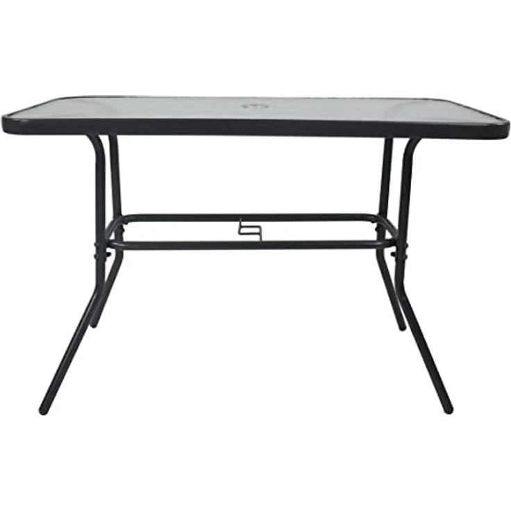 Gardenson Gartentisch, rechteckig, Anthrazit, Metall und Glas, 55x70x110 cm, wetterfest – Bild 1