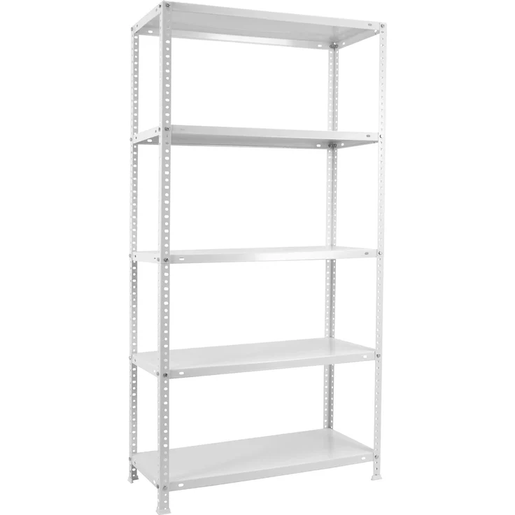 Simon Rack Metallregal, 5 verstellbare Regalböden, 100 kg Flexpunkt, 1800 x 800 x 500 mm, mit Schrauben, Lagerregal, Weiß - Comfort – Bild 1