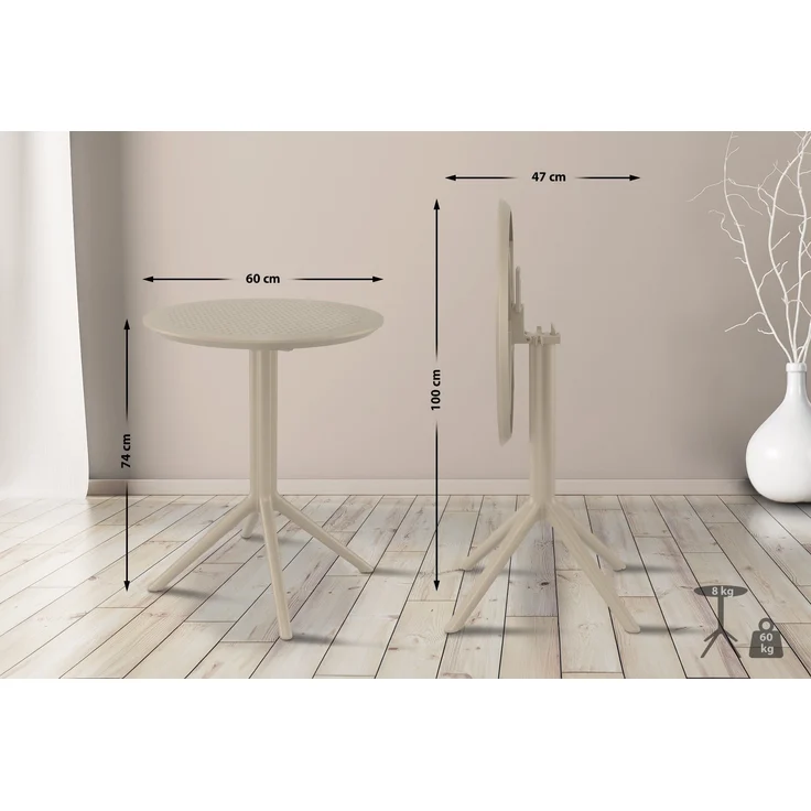 CLP Klapptisch Sky I Gartentisch, stabil und pflegeleicht für innen und außen,taupe rund – Bild 2