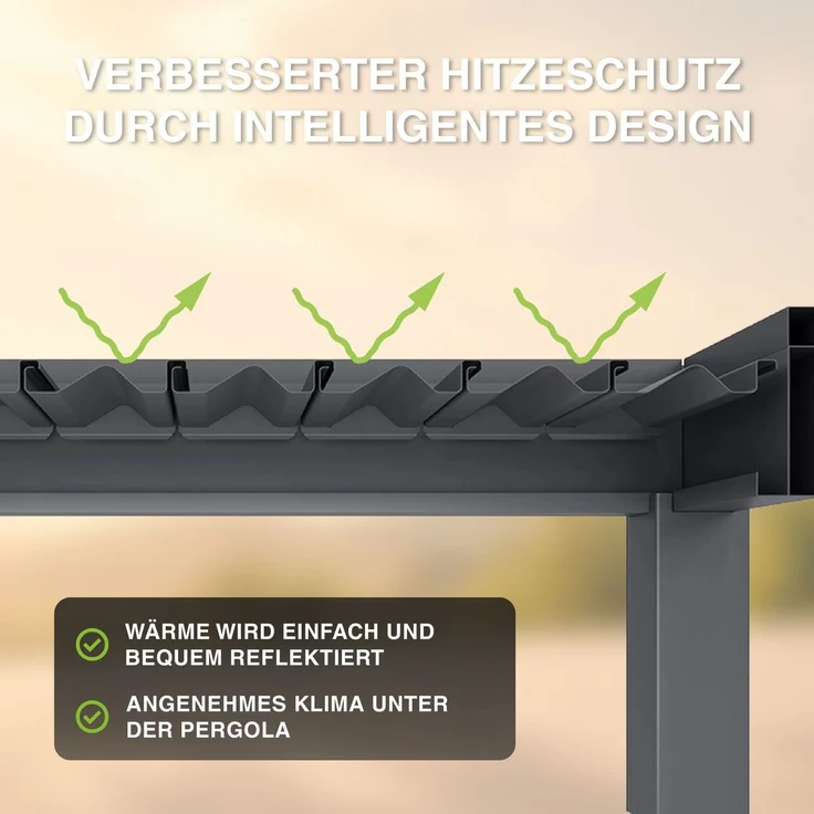 Weide Classic | Pergola Aluminium freistehend | 3 x 3,6 M | Lamellendach anthrazit – Bild 7
