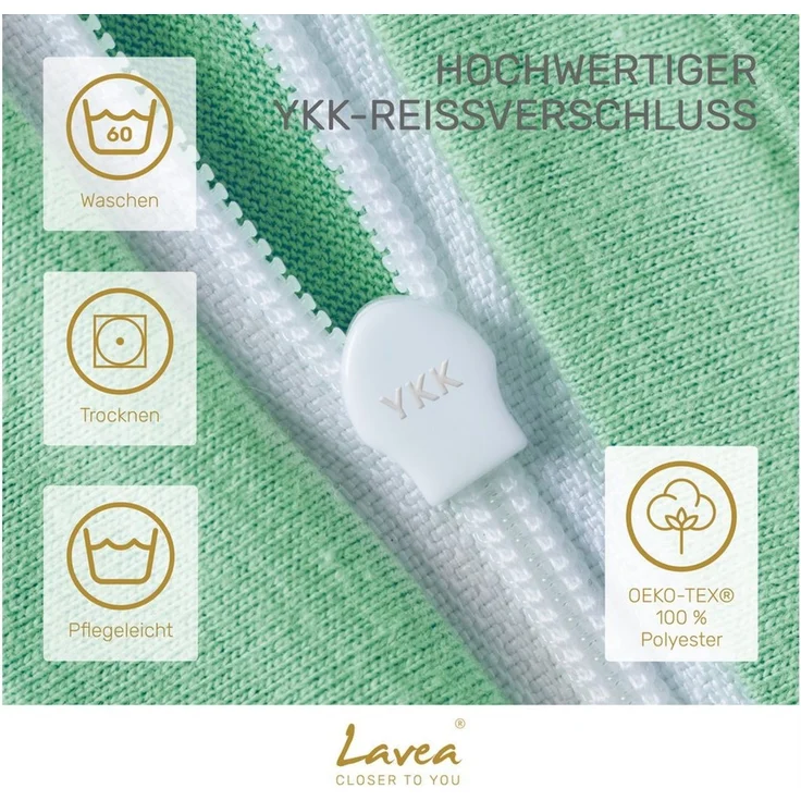 Lavea Kissenbezug 2er Set Kissenhülle Jersey, 100% Baumwolle, Kissenbezüge, (2 Stück), allergikerfreundlich - sicherer YKK-Reißverschluss - waschbar 60°C – Bild 2