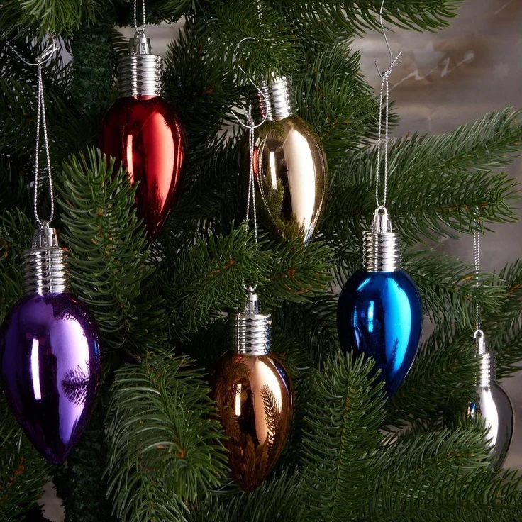 BRUBAKER Weihnachtsbaumkugel 9er Set Weihnachtskugeln - Party Glühbirnen - 10 cm Christbaumkugeln (1 St), Bruchsicher - Kunststoff Christbaumschmuck Baumkugeln - Bunt – Bild 2