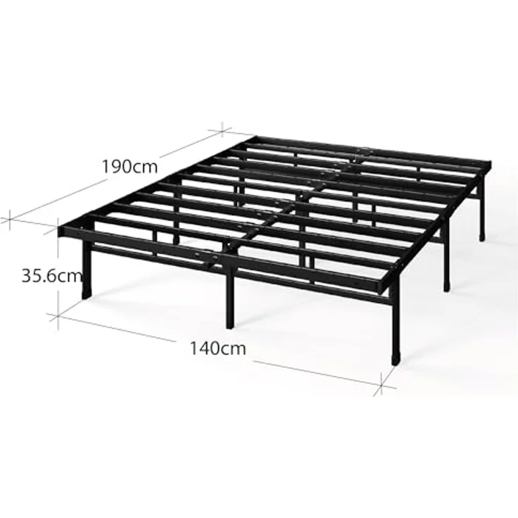 Zinus Justin Bett 140x190 cm – 36 cm Höhe mit Stauraum unter dem Bett – Plattformbett aus Metall – Schwarz – Bild 2