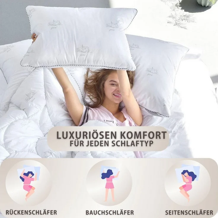 SEI Design Kopfkissen Kopfkissen Kissen Mirkofaser Seitenschläferkissen, Füllung: 100% Mikrofaser Polyester, Bezug: Mikrofaser, Rückenschläfer, Seitenschläfer, Bauchschläfer, Alternative zu Daunen – Bild 2