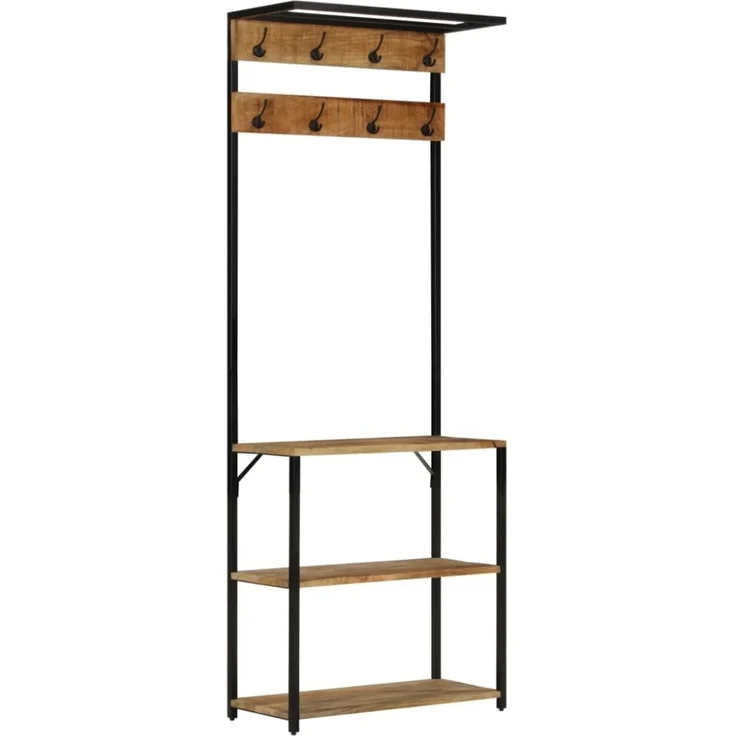 vidaXL Garderobe mit Schuhablage 68x30x182cm Raues Massivholz Mango 372737 – Bild 5