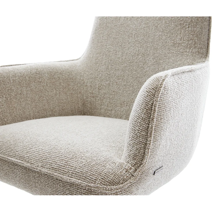 Esszimmerstuhl Heira-Flex mit Armlehnen Webstoff Soft Beige 4-Fuß konisch Edelstahl Taschenfederkern – Bild 4