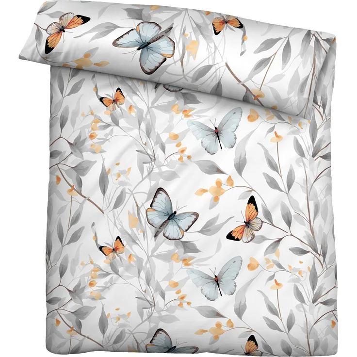 biberna Tencel Bettwäsche SCHMETTERLINGE, weiss, 1x 135x200 cm + 1x 80x80 cm – Bild 2