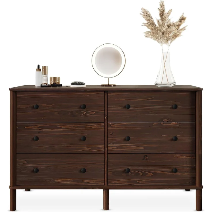 IDIMEX Kommode APOANA, Sideboard mit 6 Schubladen aus Massivholz skandi Nussbaum farben