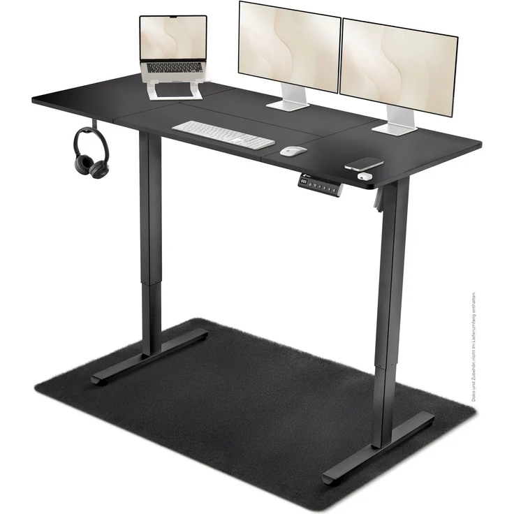 LUTIVO Foxtrot, Höhenverstellbarer Schreibtisch Elektrisch, Memory-Funktion und Kabelmanagement, 140 x 60 cm, Schwarz/Schwarz – Bild 2
