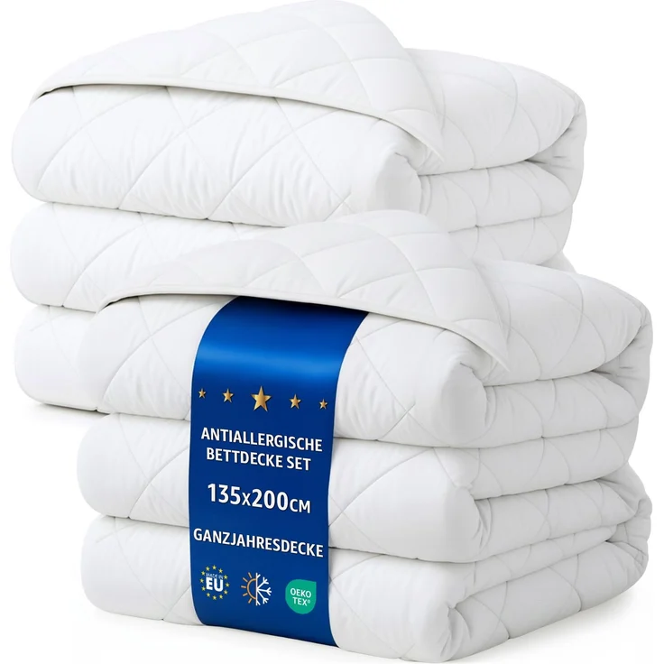 Amazinggirl Bettdecken Set 2 Stück 135x200 Ganzjahresbettdecken – Weiche atmungsaktive klimaregulierende Steppbettdecken für Allergiker, Oeko-Tex Zertifiziert, waschbar