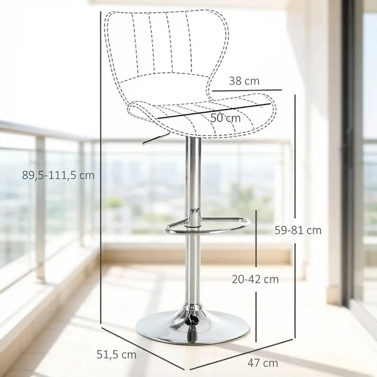 Komfortable Küche Hocker,Bar Hocker,Ess Hocker,Drehhocker mit verstellbarer Höhe(nur mit 2Pcs Hocker)--Schwarz--47x51.5x111.5cm--YOUDENOVA – Bild 8