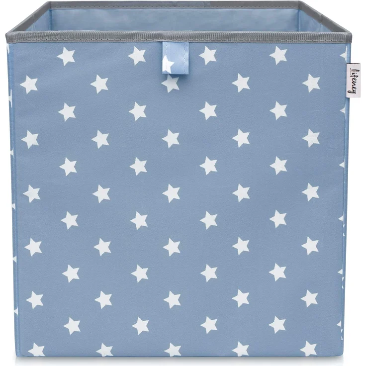 LIFENEY Aufbewahrungsbox mit Sternenmotiv in Türkis, Spielzeugbox mit Sternen passend für Würfelregale, Ordnungsbox für das Kinderzimmer, Aufbewahrungskorb als Accessoire für Zuhause | 33x33x33 cm – Bild 1