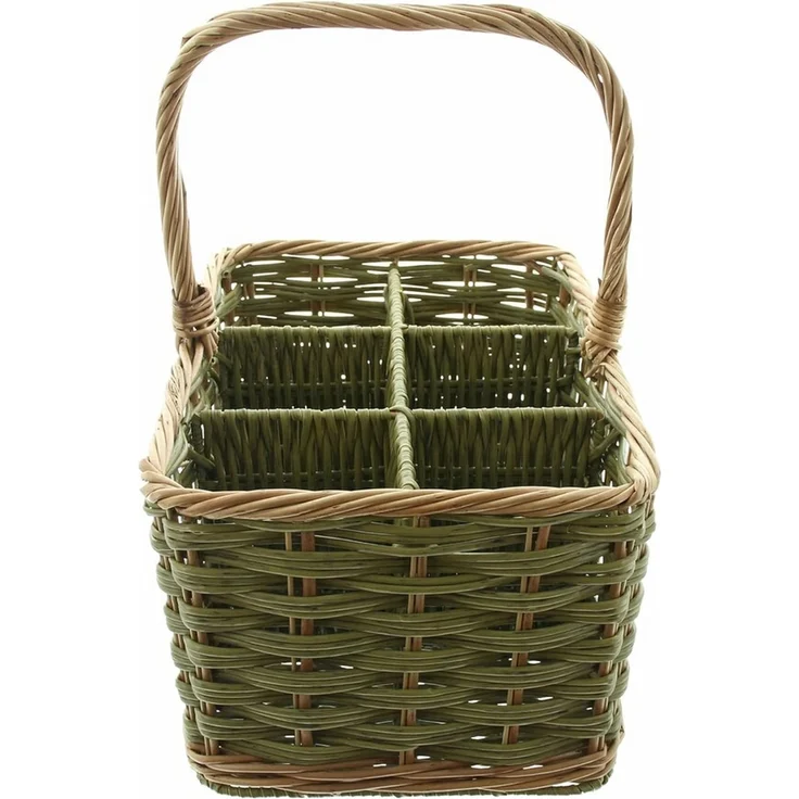 Flaschenkorb für 6 Flaschen Korb Weidengeflecht Aufbewahrungskorb Picknick grün – Bild 3