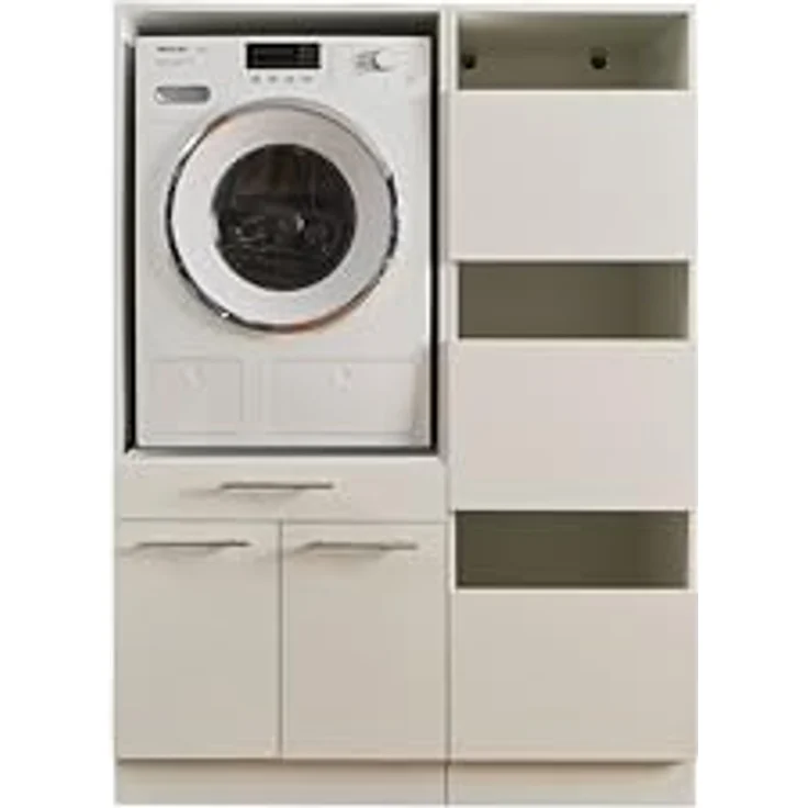 Laundreezy Waschmaschinenschrank und Wäscheschrank, Weiß - Waschmaschinen-Überbauschrank TÜV-Zertifiziert mit viel Stauraum - 117,5 x 162 x 67,5 cm (B/H/T) – Bild 2