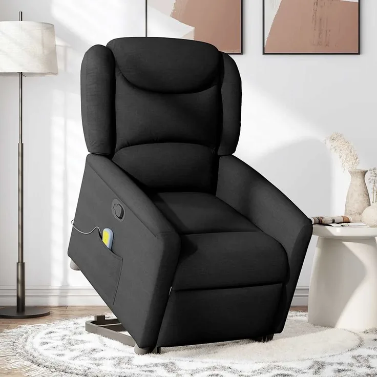 vidaXL Massagesessel mit Aufstehhilfe Schwarz Stoff 3303206