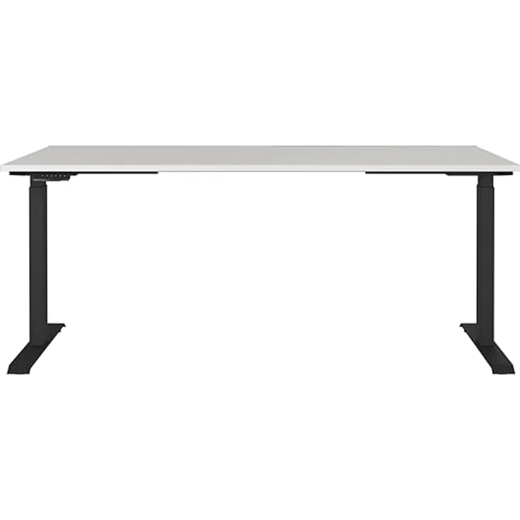 Germania Schreibtisch 7909-581, in Lichtgrau/Schwarz, EL. höhenverstellb, 180 x 120 x 80 cm (BxHxT) – Bild 4