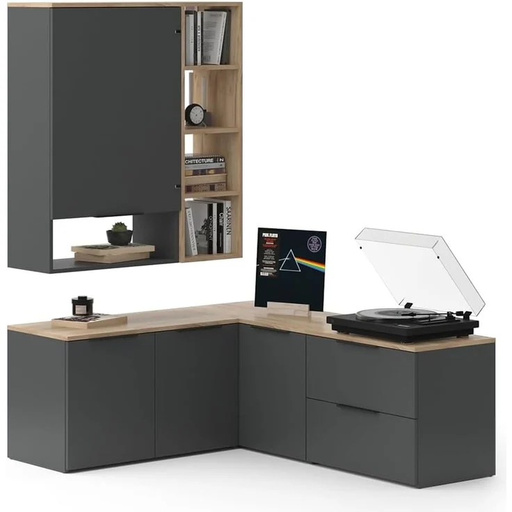Wohnwand Wido Anthrazit 5 Teile Vicco – Bild 7