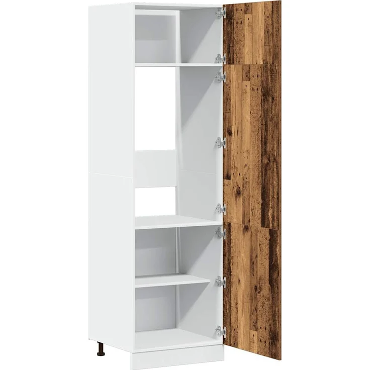 Kühlumbauschrank, Küchenschrank Lyon Altholz-Optik 60 x 57 x 207 cm Holzwerkstoff – Bild 5