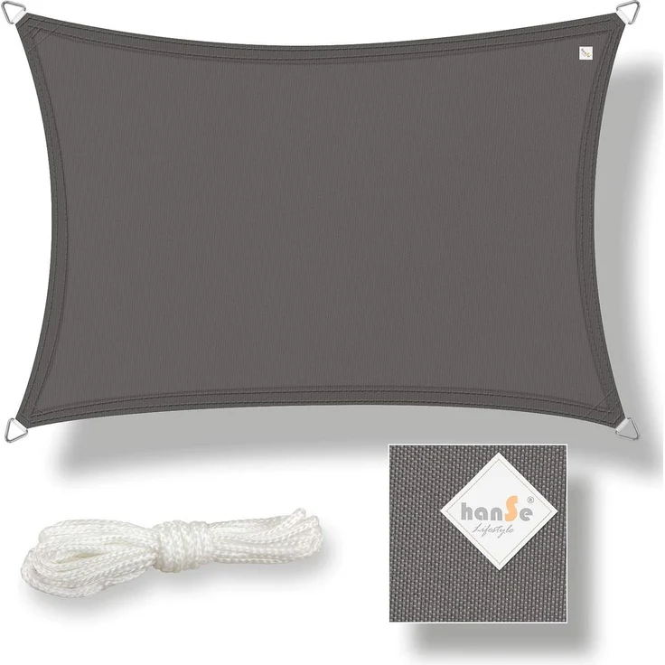 hanSe Sonnensegel Schattensegel Schattenspender Polyester Rechteck 2x4m Graphit – Bild 8