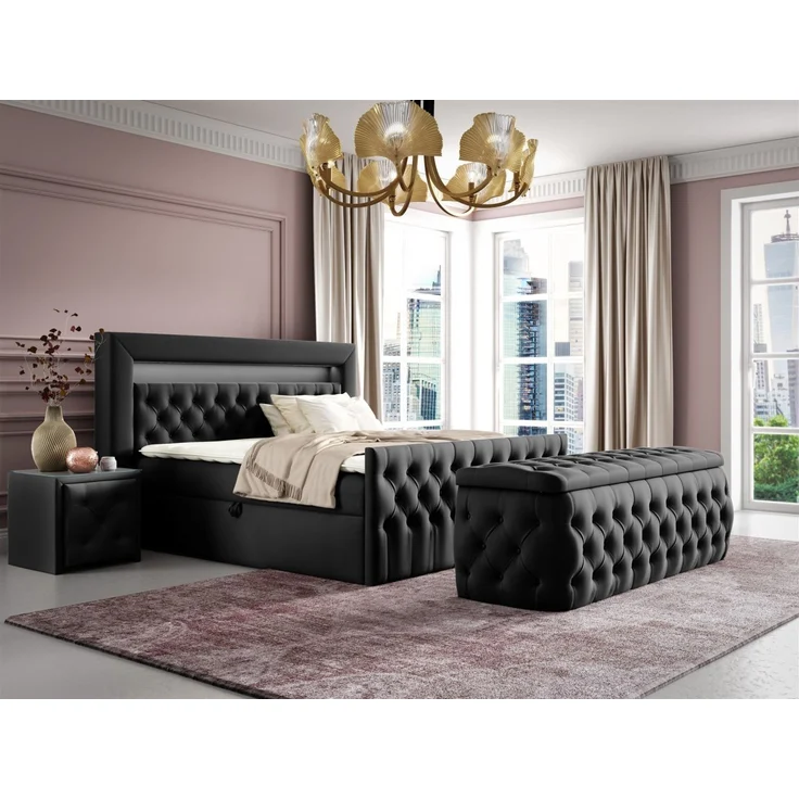 Polsterhocker mit Stauraum ERNESTO 160x50x45 cm Elisa Velvet Schwarz – Bild 5