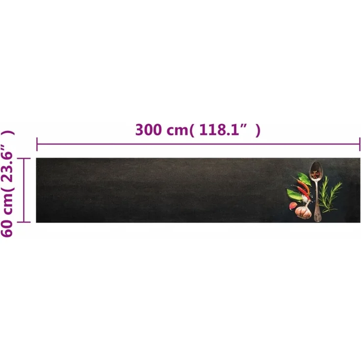 vidaXL Küchenteppich Waschbar Gewürze 60x300 cm Samt 4005613 – Bild 5