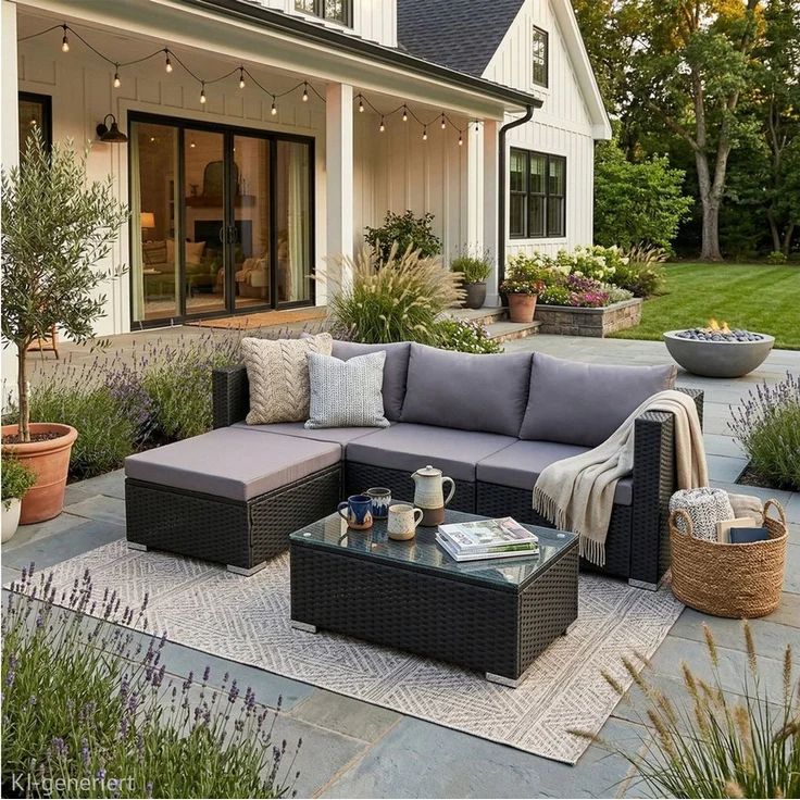 SVITA Loungeset QUEENS, (Set, 5-tlg, Garten-Lounge), verschiedene Stellmöglichkeiten, breite Armlehnen, inkl. Tisch – Bild 2