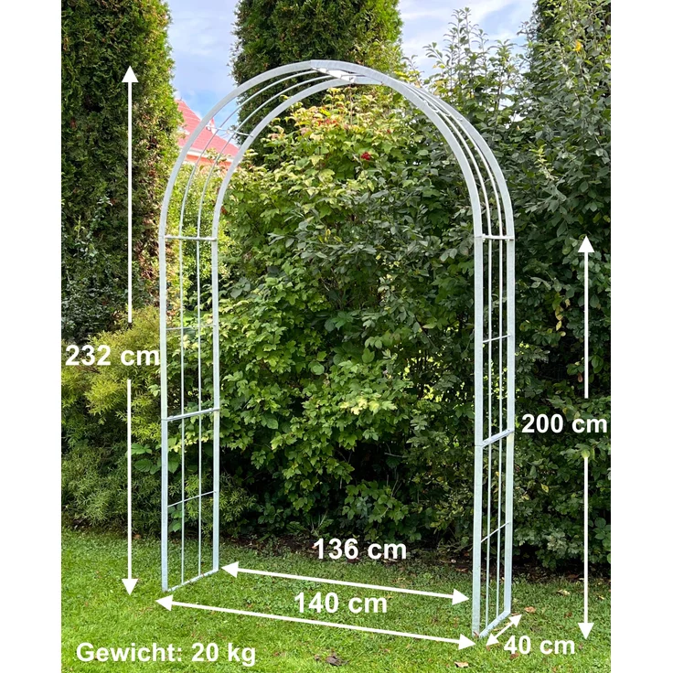 DanDiBo Rosenbogen Metall Verzinkt Massiv 140 cm Torbogen 96519 Wetterfest Rundbogen Volleisen Rankhilfe Gartenbogen Feuerverzinkt – Bild 2