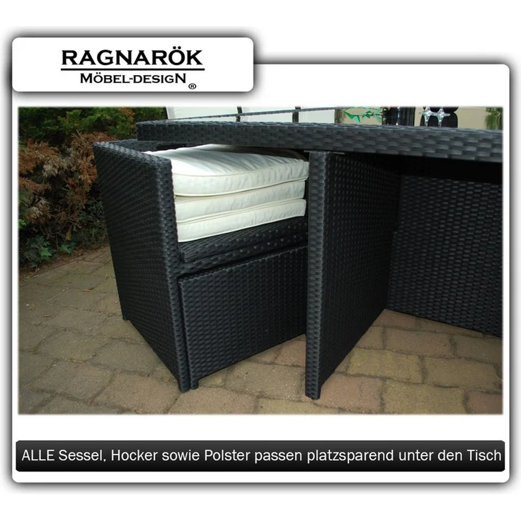 Ragnarök Möbel-Design Garten-Essgruppe Heimdall Esstisch Set 6+4, (Set, Polyrattan, Alu), Würfelsystem – Bild 2