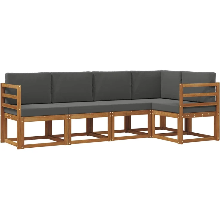vidaXL Outdoor-Sofagarnitur 5 stk. 5-Sitzer Natur und Anthrazit 3366380 – Bild 2