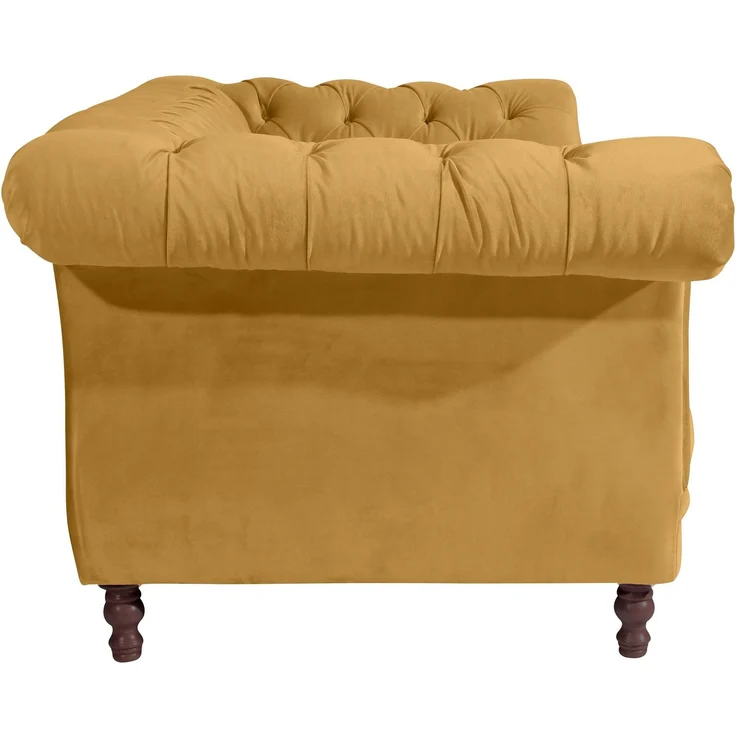 Chesterfield Sofa 2-Sitzer Kaylin Samtvelours mais – Bild 3