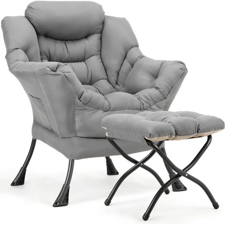TLGREEN Loungesessel mit klappbarem Fußhocker, ergonomisch Relaxsessel, (Großliegestuhl mit rutschfesten Füßen, Seitentasche und 150 kg Tragkraft, leicht zu reinigendes Material), ideal für Wohnzimmer, Schlafzimmer und Arbeitszimmer – Bild 4