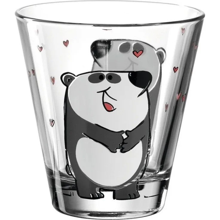 Leonardo Trinkglas BAMBINI Panda, Kinderglas, Glas, Kalk-Natron Glas, Mehrfarbig, 120 ml